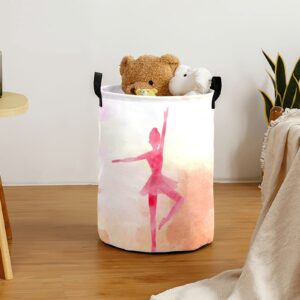 Personalized Laundry Basket Ballet Girl Custom Laundry Hamper Collapsible Clothe Storage Baskets with Knitting Handle