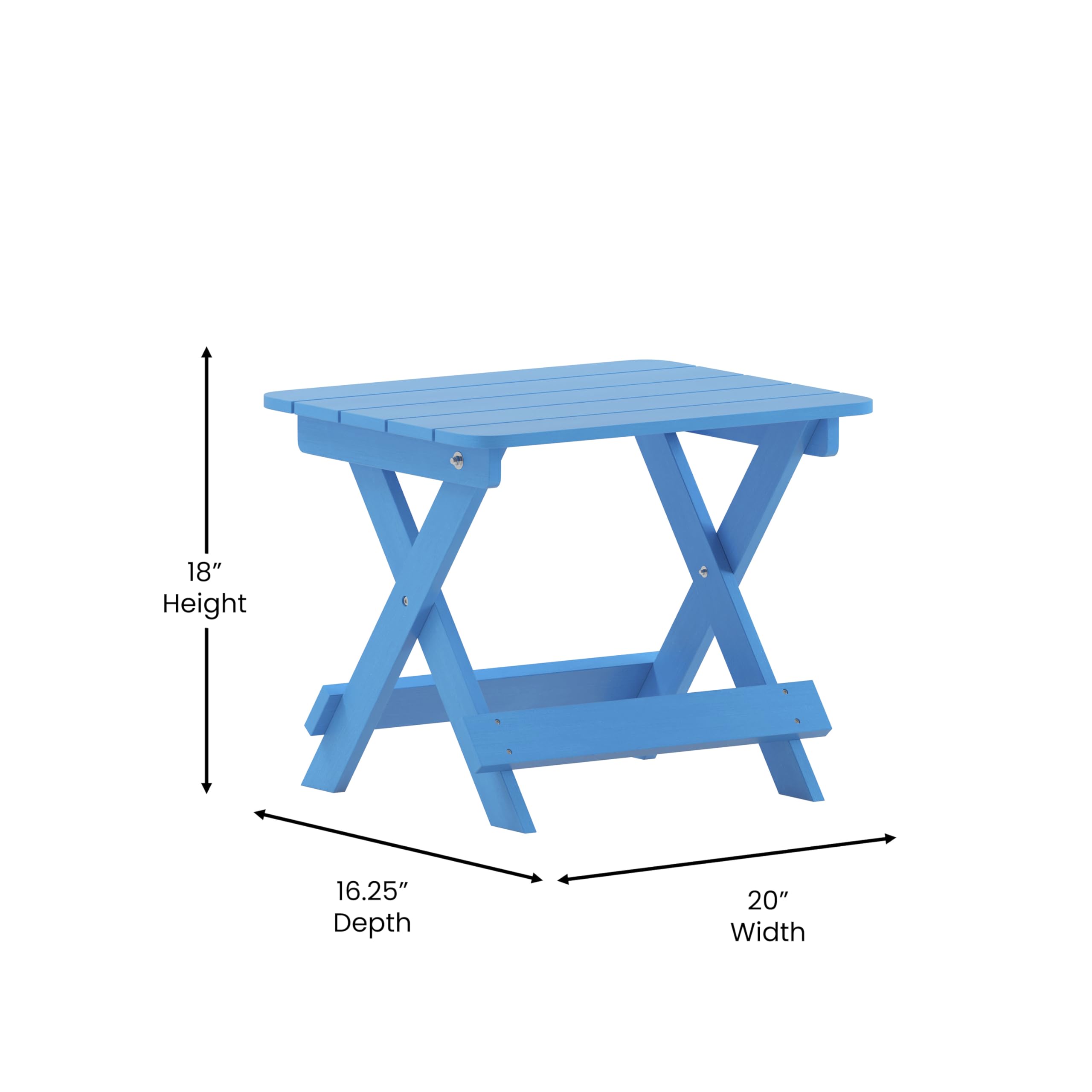 Flash Furniture Halifax Outdoor Folding Side Table, Portable All-Weather HDPE Adirondack Side Table, Blue