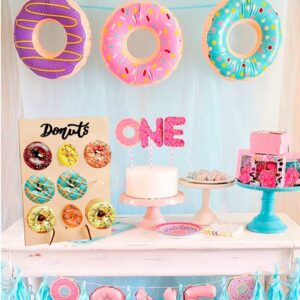 DODXIAOBEUL 2 Pcs Wood Donut Wall Display Stand Reusable Rustic Doughnut Board Holder Donut Party Supplies for Wedding Birthday Family Party festival Table Decor