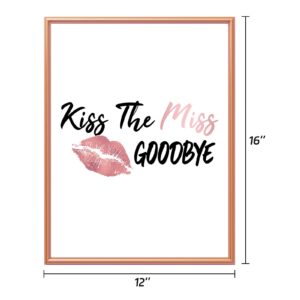 Y_Bong Bachelorette Party Decorations - Framed Kiss The Miss Goodbye Party Decor - 12''X16'' Rose Gold Bridal Shower Centerpiece Hen Night Games Party Supplies Gift