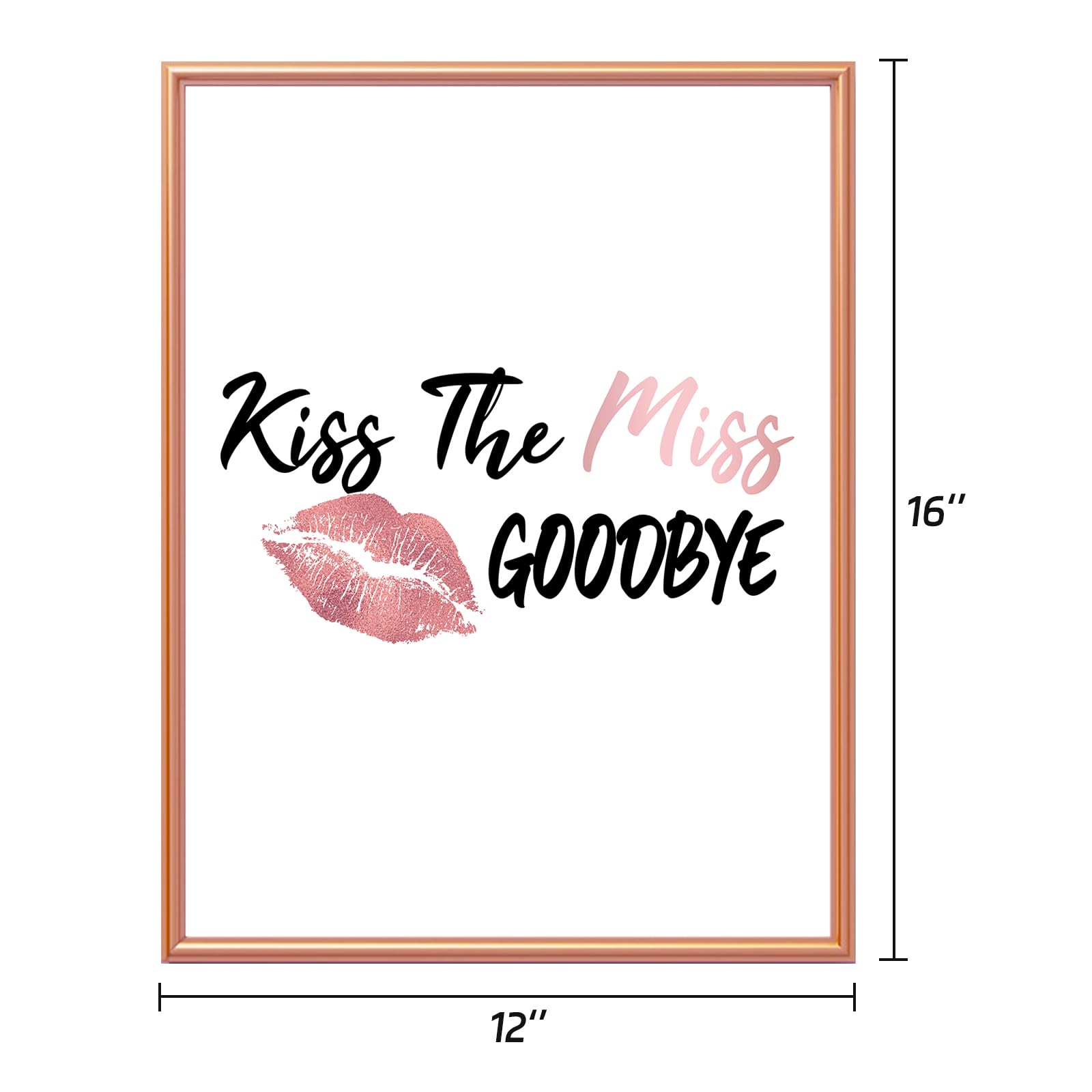 Y_Bong Bachelorette Party Decorations - Framed Kiss The Miss Goodbye Party Decor - 12''X16'' Rose Gold Bridal Shower Centerpiece Hen Night Games Party Supplies Gift