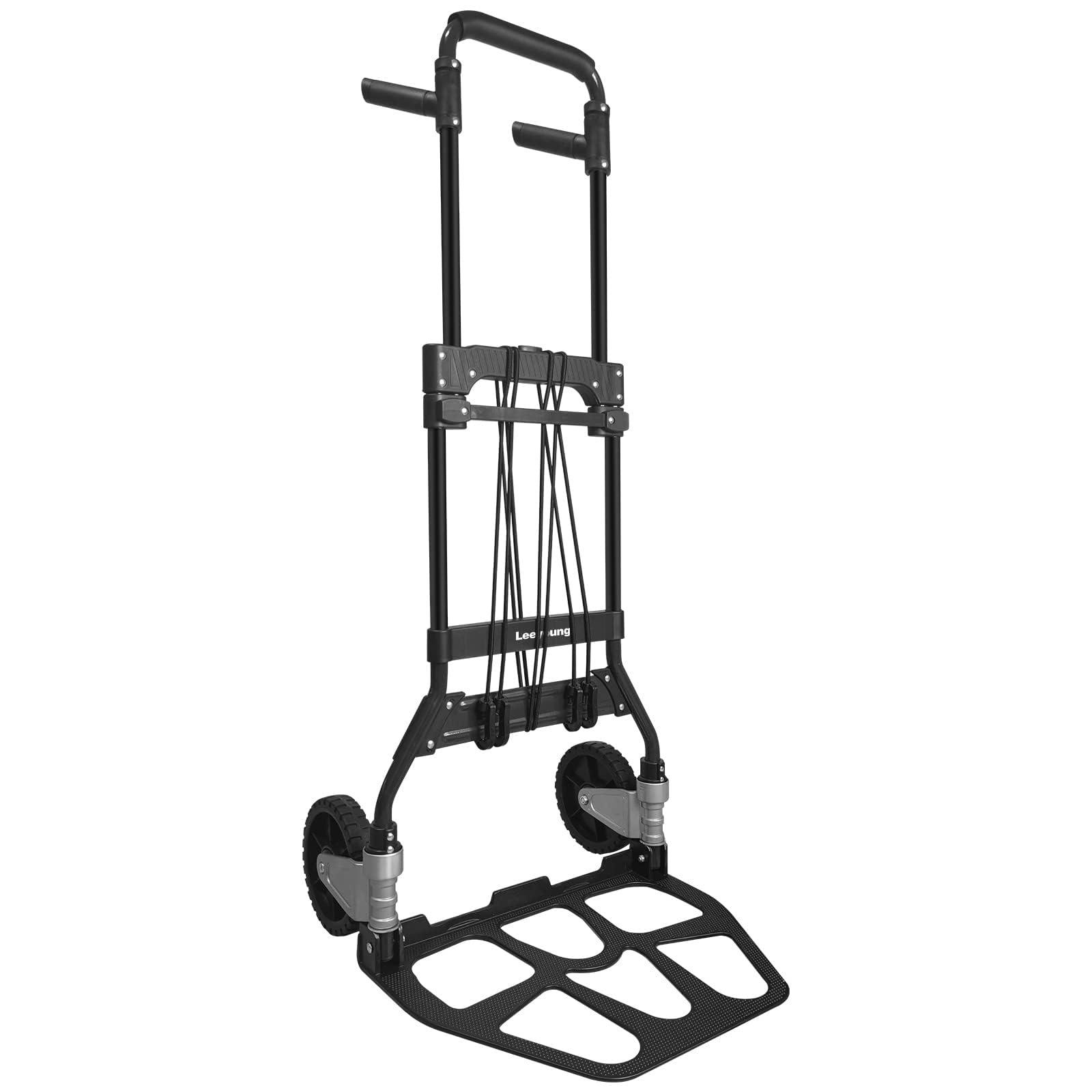 Leeyoung Folding Hand Truck Dolly Cart with Wheels,Heavy Duty 375lb Dolly for Moving，Aluminum Wheel Bracket and Steel Tube Frame, Foldable Hand Truck with Adjustable Handle for Moving Indoor/Outdoor