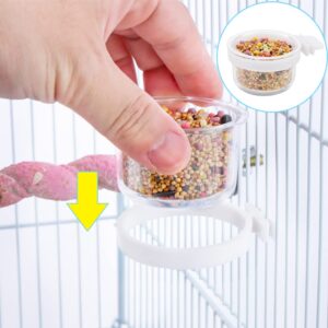 6 Pack Detachable Transparent Bowl Plastic Food Cup Convenient Hanging Seed Water Feeder for Parrot Canary Finch Small Size Bird