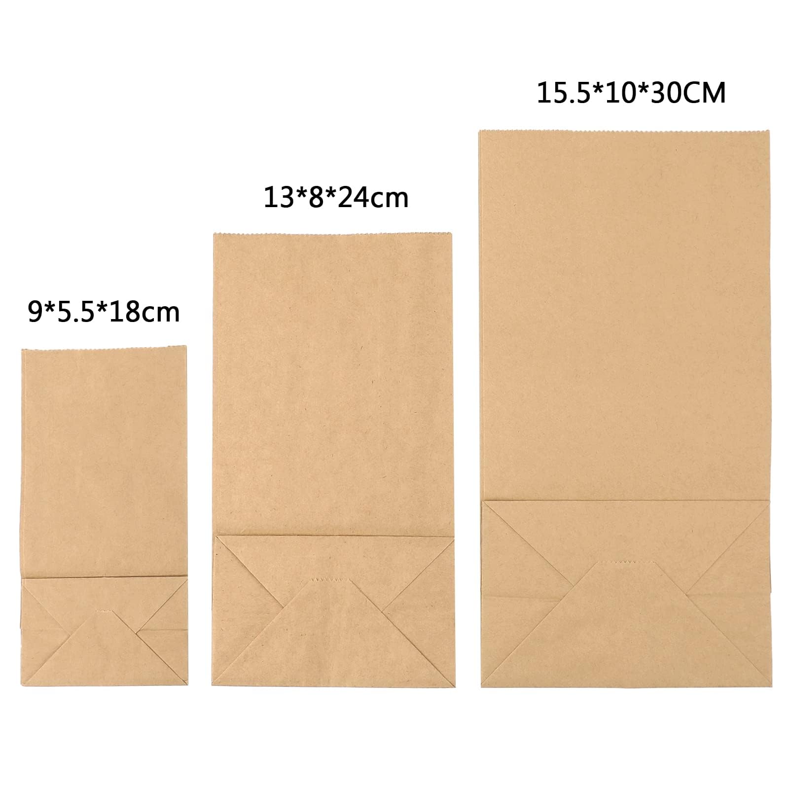 joycraft 100 Count Brown Paper Bags, 1lb Mini Kraft Paper Bags, Square Bottom Stand Up Bags Bulk with 108Pcs Stickers, Grocery Bags for Party Favor, Snacks, Crafts, Small Business 3.5"x2.3"x7"