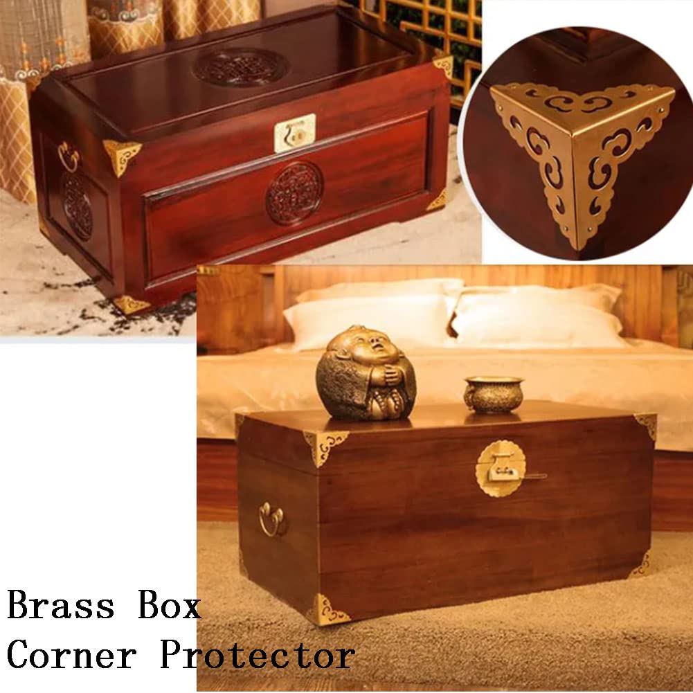 Furniture Corner Protector Antique Brass Triangle Edge Decorative Metal Corner Guard glrovazas 4Pcs for Storage Box Jewelry Case Cabinet Coffee Table Wooden Chest