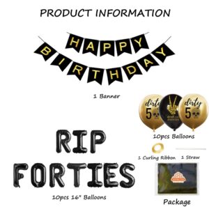 Geloar RIP FORTIES 50th Birthday Party Supplies, RIP FORTIES Balloons Happy Birthday Banner for Death to My Forties 40s RIP Youth Men Dirty 50 Funny 50th Bday Decorations (Gold, RIP FORTIES)