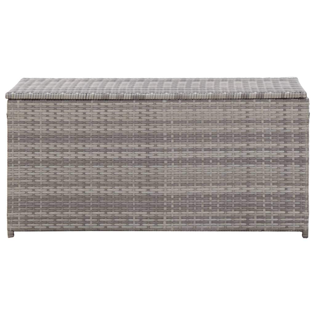 loibinfen Patio Storage Box Deck Storage Box Outdoor Storage Box Indoor Wicker Storage Bin for Patio Furniture Cushions, Pillows, Garden Tools, Poly Rattan Gray, 39.3"x19.6"x19.6"