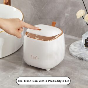 LtyTz 2 Pack Mini Trash Can and Tissue Box Holder，Waste Can with Press Type Lid for Bathroom Vanity, Desktop, Kitchen, Tabletopand Office