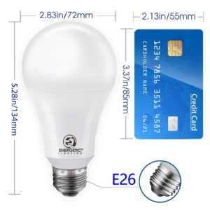 Energetic Lighting Super Bright 50/100/150W 3-Way A21 LED Light Bulb, 800/1600/2200 Lumens, 5000K Daylight, Non-dimmable, E26 Base, UL Listed, 4-Pack