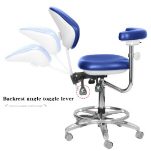 ORILAO Dental Chair 360 Degree Dentist Portable Mobile PU Leather Dentist Chair Rolling Stool with Back Support