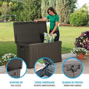 Lifetime 60089 Deck Storage Box, 116 gallon & EAST OAK Deck Box, 31 Gallon Indoor and Outdoor Storage Box, Outdoor Toys, Gardening Tools, Sports Equipment, Waterproof and UV Resistant Resin, Grey