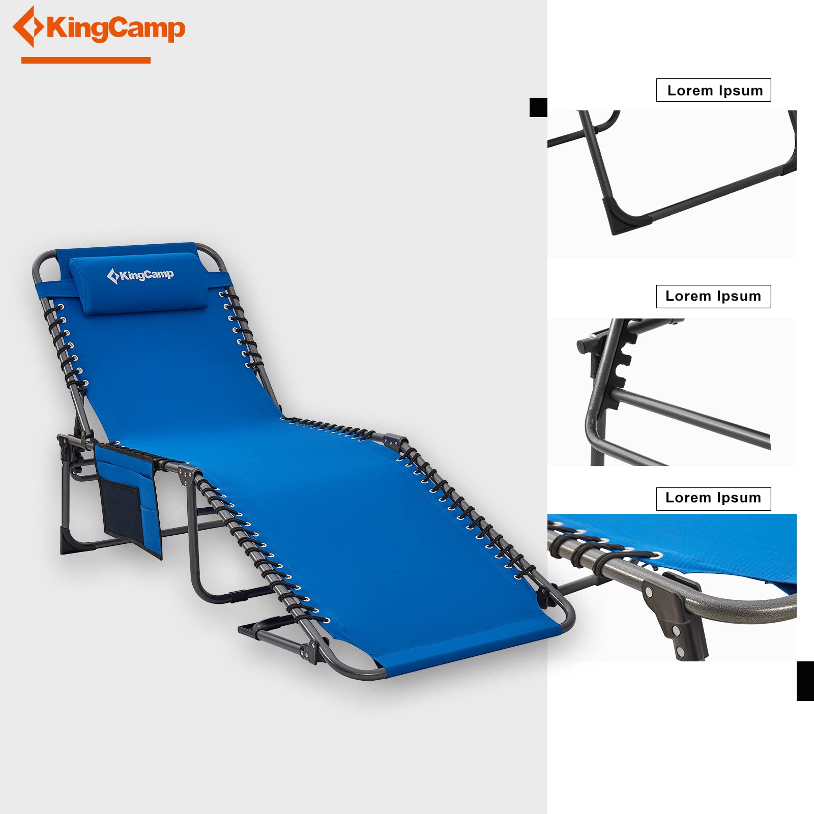 KingCamp KC2029 USVC1 Lounge Chairs, 4.8" x 23.2" x 14.5", Blue-2