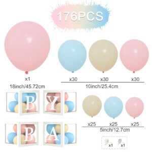 DIY Gender Reveal Party Decorations - 176pcs Pink and Blue Balloons Arch Kit, Baby Box with Letters(BABY) for Baby Gender Reveal Decor Party Supplies Boy or Girl Baby Shower Revelacion Genero Backdrop