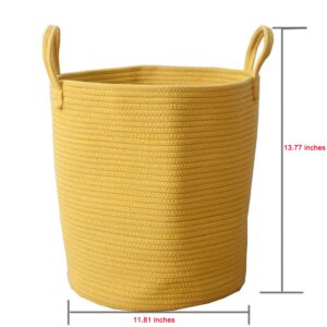 2PCS Laundry Baskets Cotton Rope Woven Storage Baskets Nursery Bins Boxes with Strong Handles Nursery Laundry Basket Kids Toy Hamper Collapsible Laundry Basket