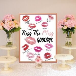 Y_Bong Bachelorette Party Decorations - Framed Kiss The Miss Goodbye Party Decor - 12''X16'' Rose Gold Bridal Shower Centerpiece Hen Night Games Party Supplies Gift