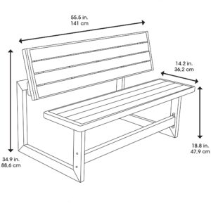 Lifetime 60054 Convertible Bench / Table, Faux Wood Construction and Lifetime 60139 Outdoor Convertible Bench, 55 Inch, Mocha Brown