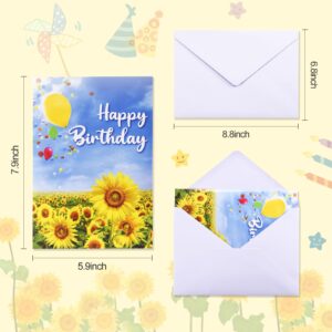 VIVIKEN Musical Birthday Card, Blowable Sunflower Rotatable Pinwheel Happy Birthday Cards with Music and Cheers Sound, Funny Greeting Cards Birthday Gifts for Kids, Women, Daughter, Mom, Grandma,