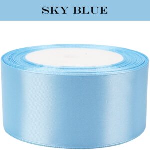 Clmentp 25 Yard Ribbon for Gift Wrapping Crafts Wedding Decoration Bouquets Party Arrangement (1 1/2 inch X 25 Yards, Sky Blue)