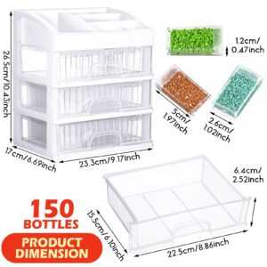 Painting Storage Containers Drawer with 150 Slots Diamond Containers with Diamond Accessories and Tools Clear Plastic Storage Box for DIY Diamond Craft Jewelry Bead Nail Pill