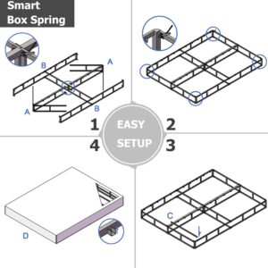 Aardhen Queen Box Spring 5 Inch High Profile Strong Metal Frame Mattress Foundation, Quiet Noise-Free,Easy Assembly, 3000lbs Max Weight Capacity