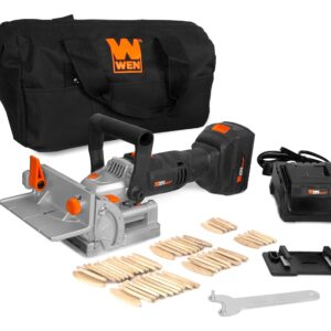 WEN Cordless Plate and Biscuit Joiner Kit with 20V Max 4.0Ah Battery and Charger (20648)