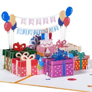 wenshing musical birthday card, 3d birthday popup cards with blowable candle, pop up birthday card with happy birthday music for kids, men and women