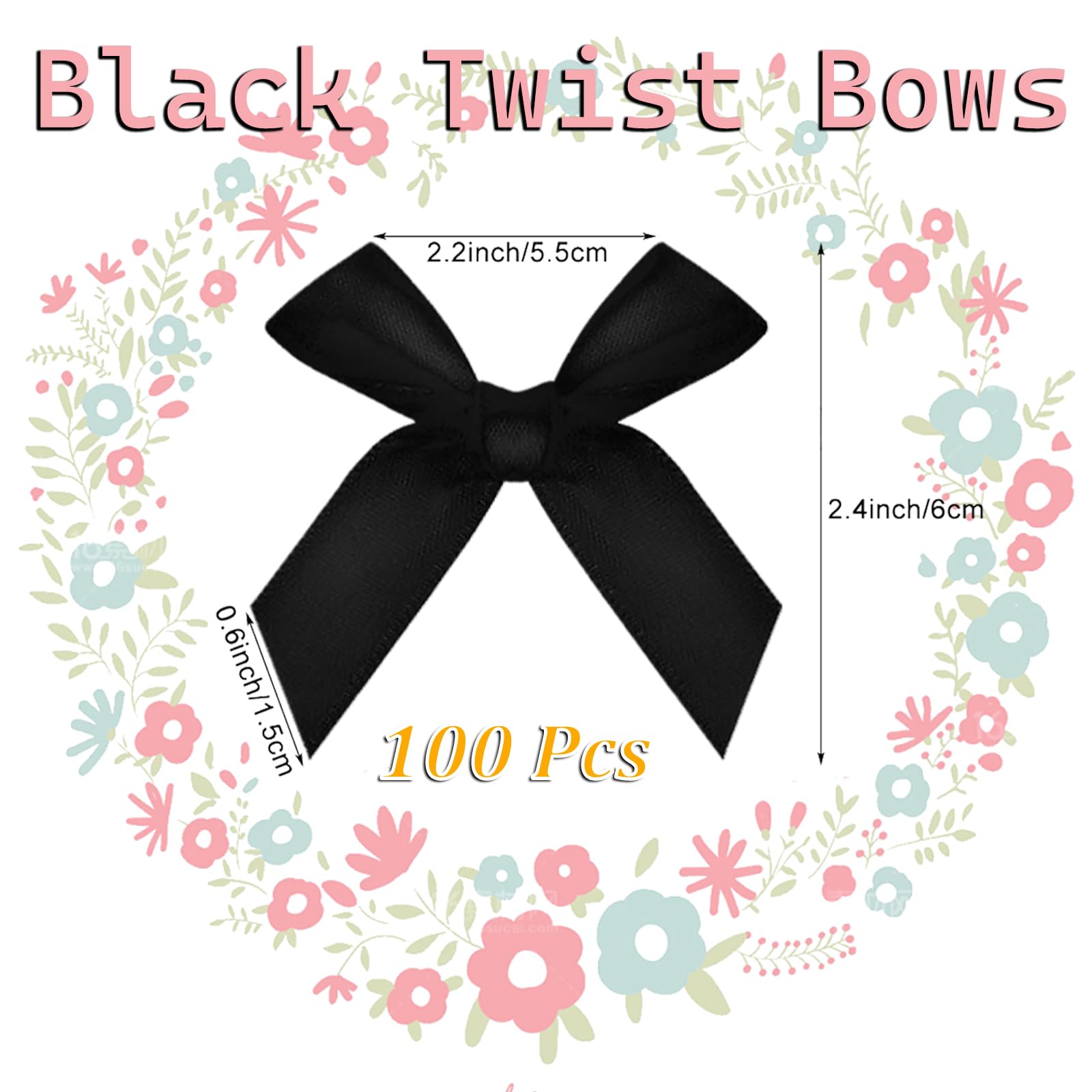 Halloween Twist Tie Bows, 100 Pcs Satin Twist Tie Bows for Treat Bag Satin Ribbon Tie Bows for Tying Up Packages Present Bags Bakery Candy Bags Decorating Ribbon Bow Gift Wrap Bows (Halloween)