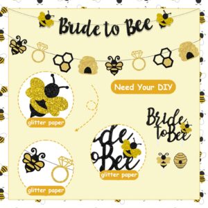 Bride to Bee Bridal Shower Decorations - Bride to Bee Banner Cake & Cupcake Topper, Black and Yellow Confetti Balloons, Garland for Bee Themed Bachelorette, Engagement, Wedding Party Supplies