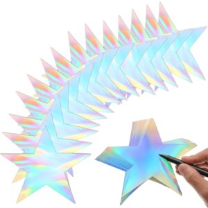 120 pieces iridescent stars cutouts double printed star cutouts aluminum foil paper star confetti cutouts 6 inch large glitter stars decoration for bulletin board wedding holographic party supplies