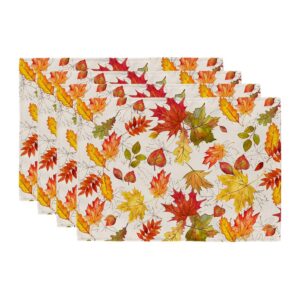 geeory fall placemats, 12x18 inch set of 4 maple leaves hollow out table decor for kitchen dining, indoor & outdoor dinner party (orange) gp092-18