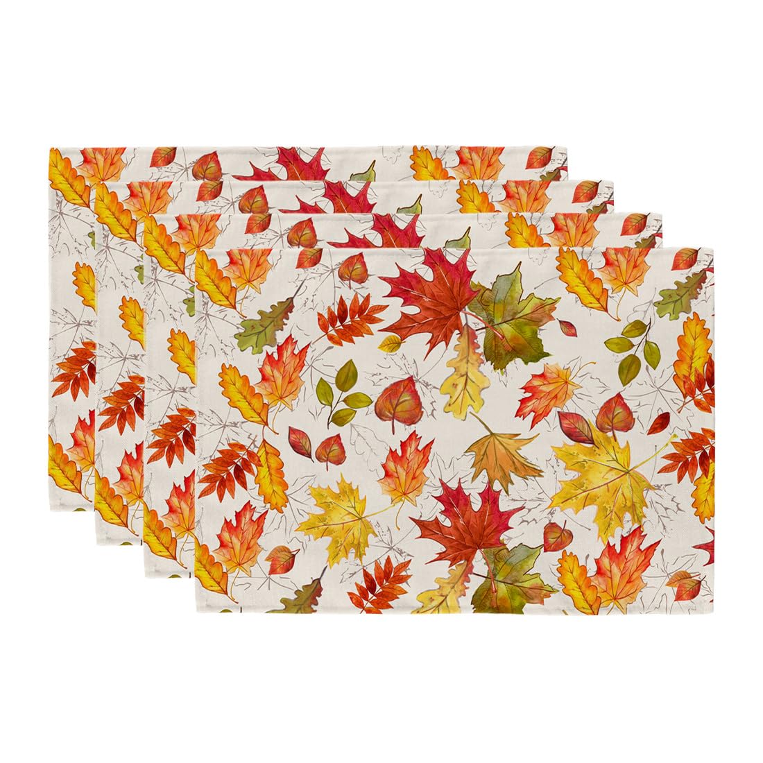 GEEORY Fall Placemats, 12x18 Inch Set of 4 Maple Leaves Hollow Out Table Decor for Kitchen Dining, Indoor & Outdoor Dinner Party (Orange) GP092-18