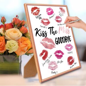 Y_Bong Bachelorette Party Decorations - Framed Kiss The Miss Goodbye Party Decor - 12''X16'' Rose Gold Bridal Shower Centerpiece Hen Night Games Party Supplies Gift