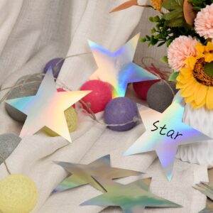 120 Pieces Iridescent Stars Cutouts Double Printed Star Cutouts Aluminum Foil Paper Star Confetti Cutouts 6 Inch Large Glitter Stars Decoration for Bulletin Board Wedding Holographic Party Supplies