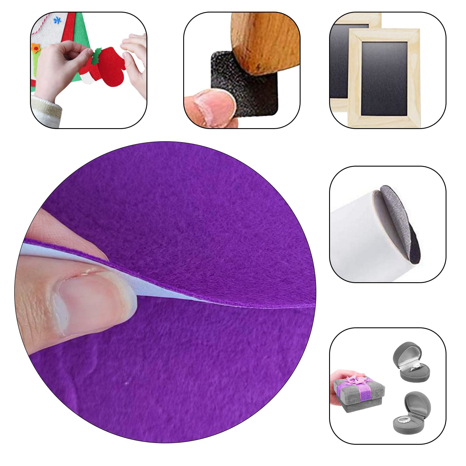 Jtnohx Self Adhesive Felt Sheets, 11 Pieces Stiff Sticky Felt, 8"x12" Felt Sheets with Adhesive Backing for Crafts, Felt Drawer Liner for Jewelry Box Drawer DIY (Purple)