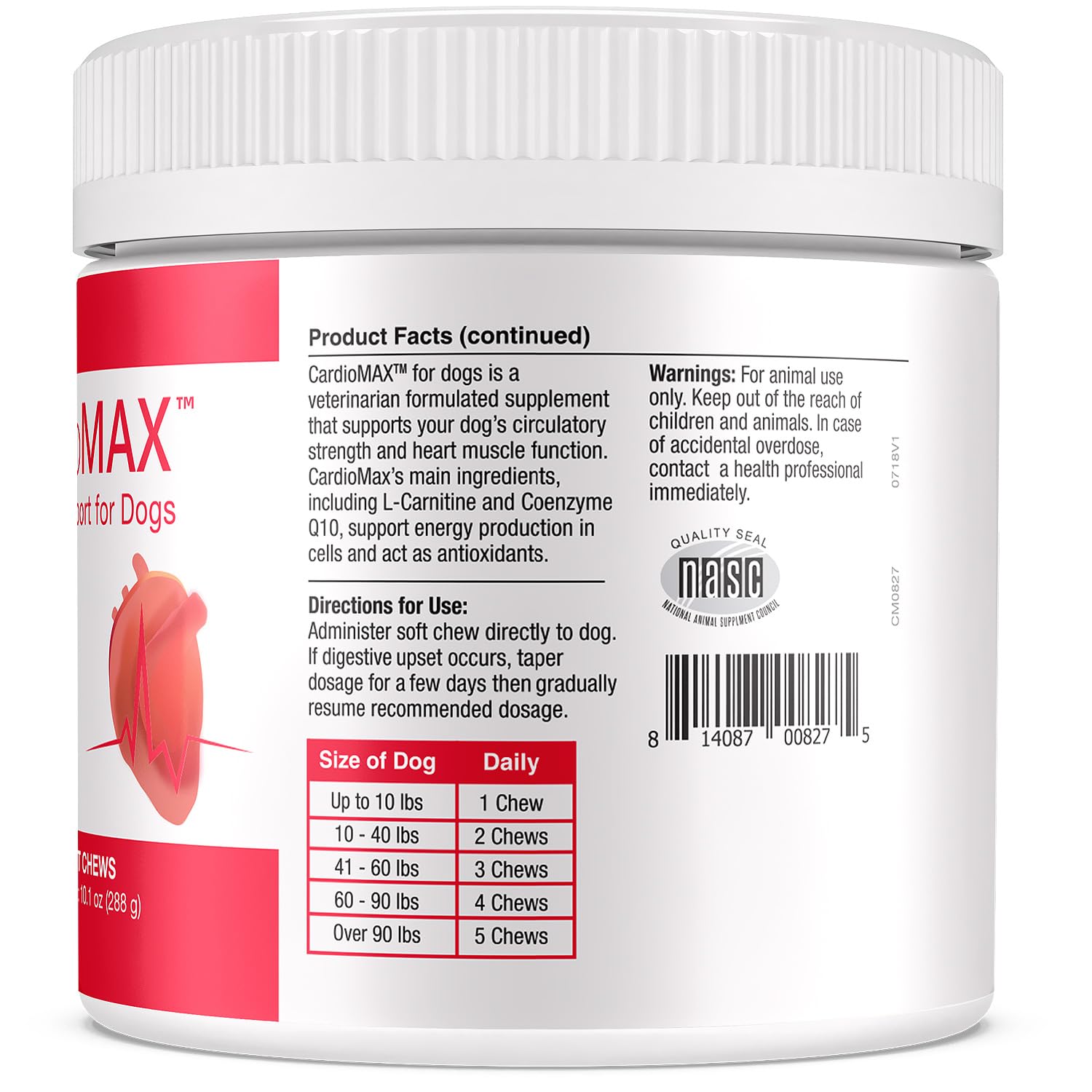 CardioMAX Heart Support Supplement for Dogs - L-Taurine, L-Carnitine, EPA & DHA, Coenzyme Q10 - Aids Circulatory Strength, Cardiovascular Support, Heart Muscle Function - Made in USA - 180 Soft Chews