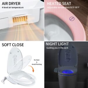 Casta Diva Electric Bidet Seat with Side Panel, Heated Toilet Seat with Bidet, Warm Water, Air Dryer, Nightlight, Fits Elongated Toilets (Elongated with Panel)