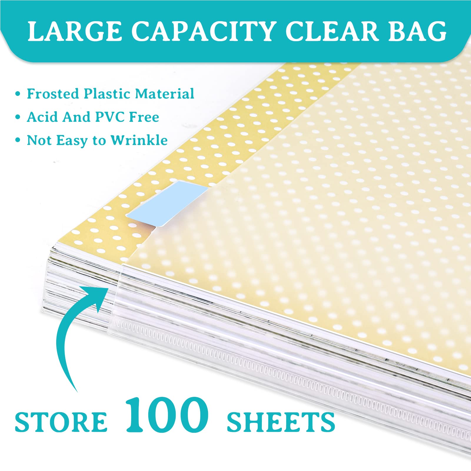 Caydo 20 Pieces Scrapbook Paper Storage Clear 12 x 12 Paper Storage Organizer with Tabs and Gusset Bottom for Holding Scrapbook Paper, Vinyl Paper, Paper, Cardstock