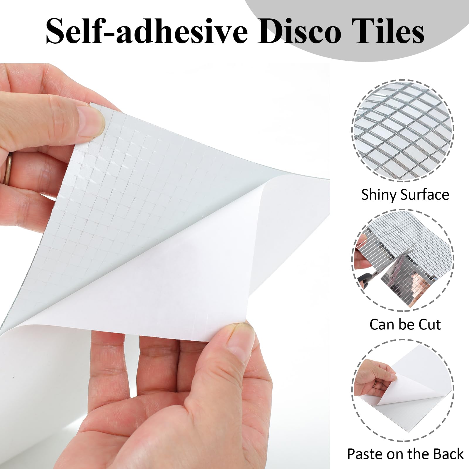 Mirror Tiles Self Adhesive, 5100 Pieces Mosaic Tiles Sheet, Disco Ball Tiles Stickers, Square Mosaic Mirror Pieces, Small Glass Mirror Strips for Crafts(Silver, 5×5mm)