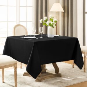 Aocoz Square Tablecloth 52 x 52 Inch Black Tablecloths Stain-Wrinkle Resistant Washable Polyester Table Cloths for Holiday, Buffet Parties,and Wedding