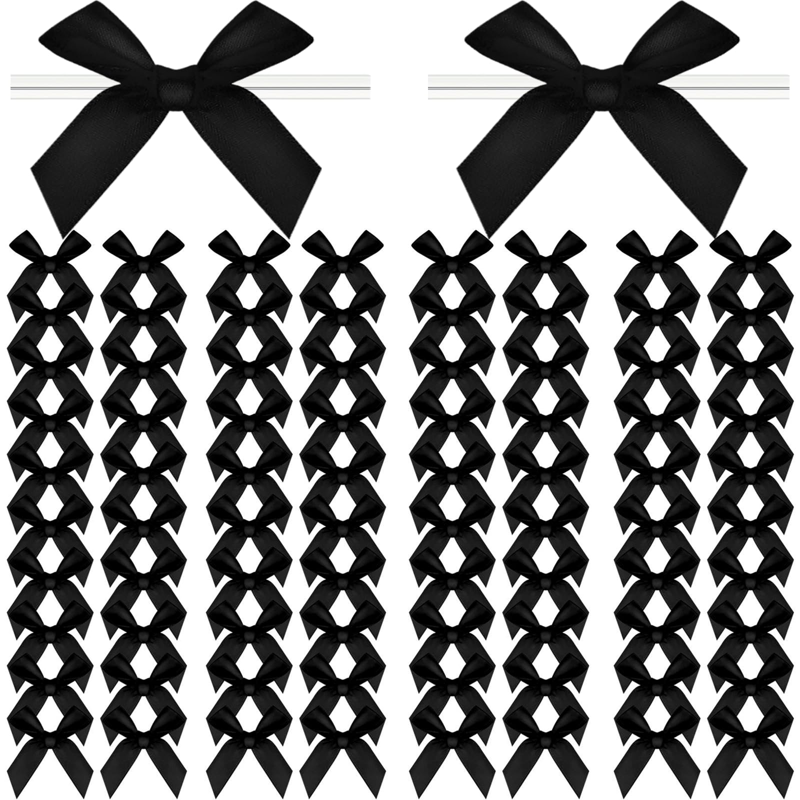 Halloween Twist Tie Bows, 100 Pcs Satin Twist Tie Bows for Treat Bag Satin Ribbon Tie Bows for Tying Up Packages Present Bags Bakery Candy Bags Decorating Ribbon Bow Gift Wrap Bows (Halloween)