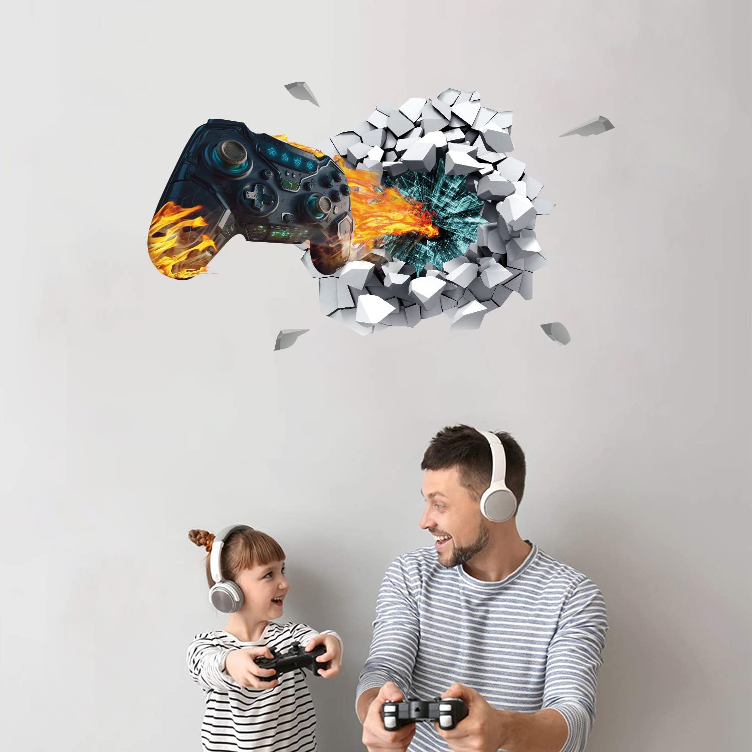 TOARTi 3D Game Wall Decals,Gaming Wall Stickers for Boys Room Gamer Controller Sticker Video Gaming Wallpaper for Kids Playroom Decor