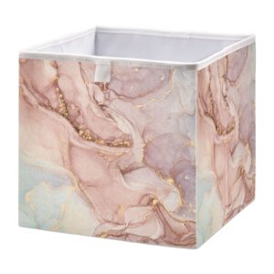 joisal gold pink marble texture storage basket foldable cube storage bins with full print design for home organization, toy organizers and storage bins