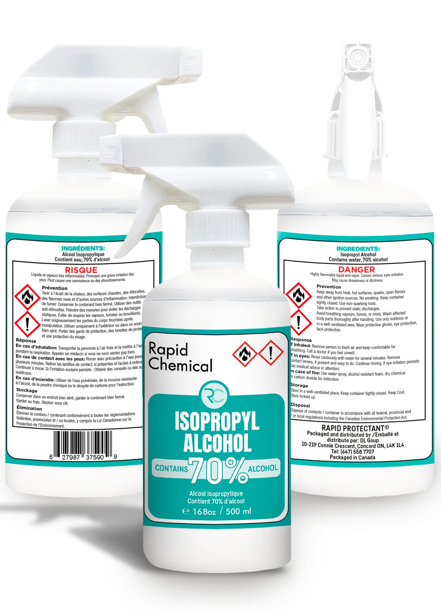 RAPID PROTECTANT 70% Isopropyl Alcohol Spray - USP Grade - 17 Fl Oz - Rubbing Alcohol Spray - Rubbing Alcohol Spray Bottle 70%