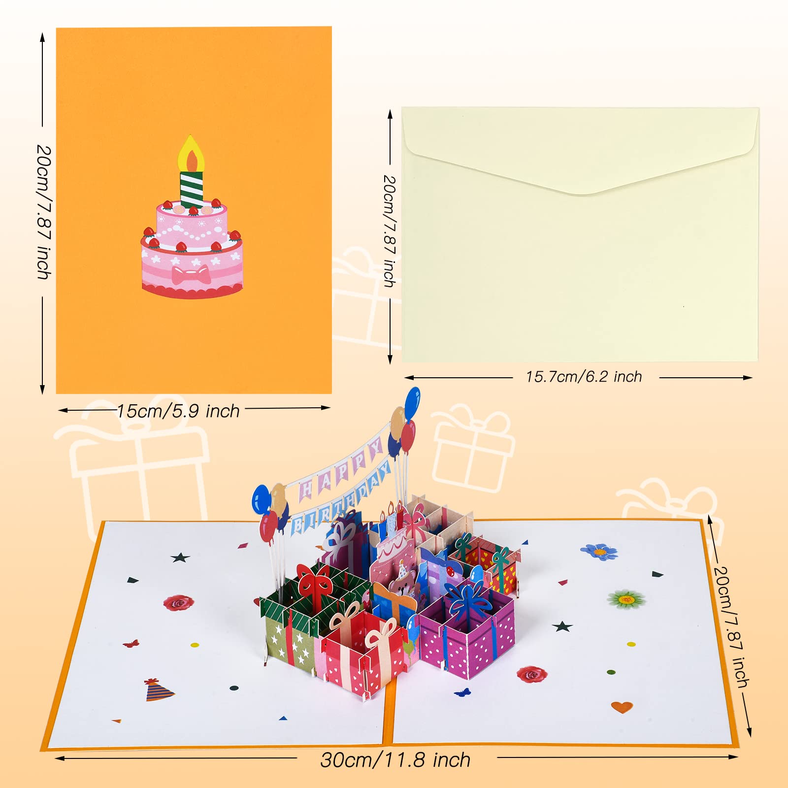 Wenshing Musical Birthday Card, 3D Birthday Popup Cards with Blowable Candle, Pop Up Birthday Card with Happy Birthday Music for Kids, Men and Women