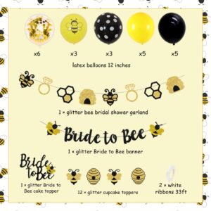 Bride to Bee Bridal Shower Decorations - Bride to Bee Banner Cake & Cupcake Topper, Black and Yellow Confetti Balloons, Garland for Bee Themed Bachelorette, Engagement, Wedding Party Supplies