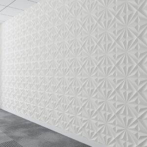 MIX3D Decorative 3D Wall Panels Star Textured PVC Wall Panels for Interior Wall Decor, 12''x12'' White Pack of 33 Tiles Cover 32 Sq. Ft