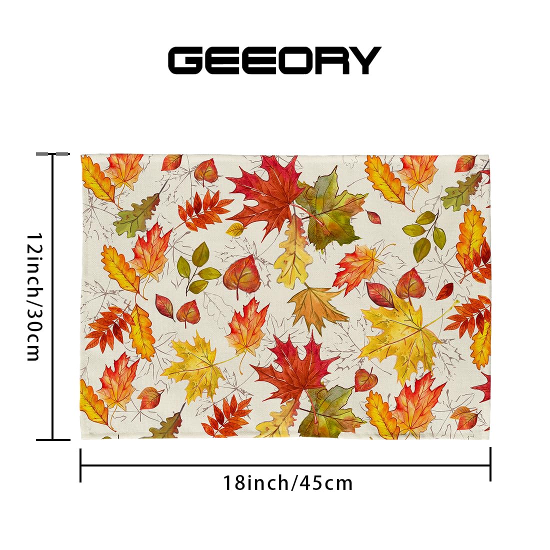 GEEORY Fall Placemats, 12x18 Inch Set of 4 Maple Leaves Hollow Out Table Decor for Kitchen Dining, Indoor & Outdoor Dinner Party (Orange) GP092-18