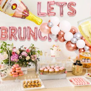 LaVenty 43 PCS Lets Brunch Decoration Brunch and Bubbly Bridal Shower Decoration Lets Brunch Sign Banner Floral Bridal Shower Decoration