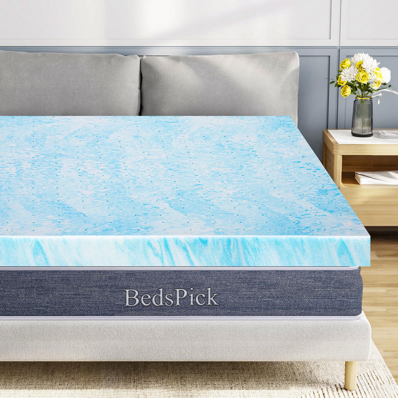 BedsPick 3 Inch Twin XL Memory Foam Mattress Topper,Memory Foam Dorm XLong Single Mattress Pad Twin Extra Long Gel Infused Mattress Topper for College Dorm