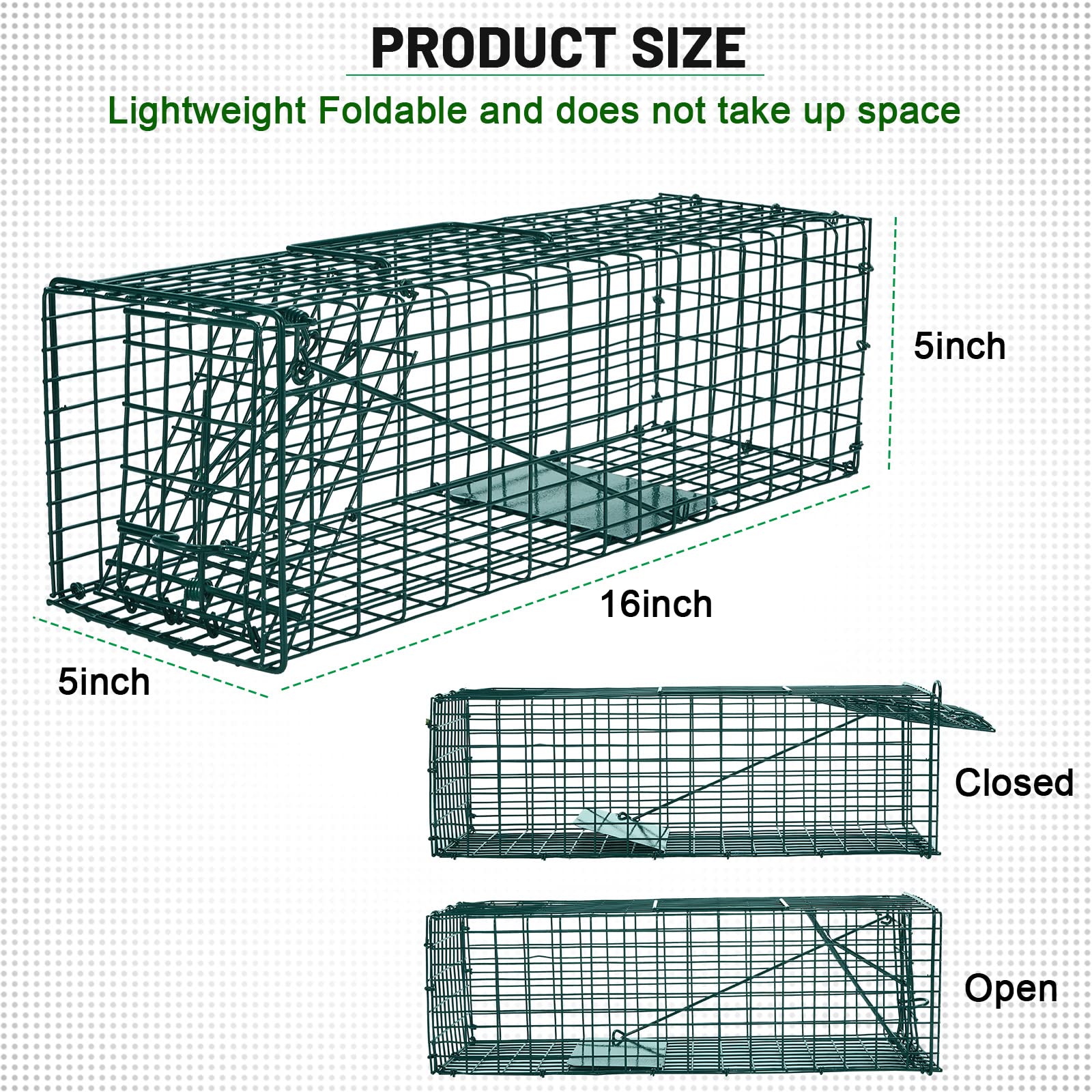 Qualirey 2 Pcs Humane Squirrel Trap Heavy Duty Live Animal Chipmunk Trap Catch and Release Rat Trap for Outdoor Small Animals Mouse Raccoon Stray Cat Rodent Weasels (16 x 5 x 5 Inch)